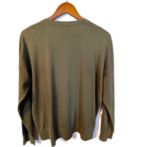 NWOT J Crew Bow-Front Cardigan Sweater in Frosty Olive Size XL - Picture 3 of 5